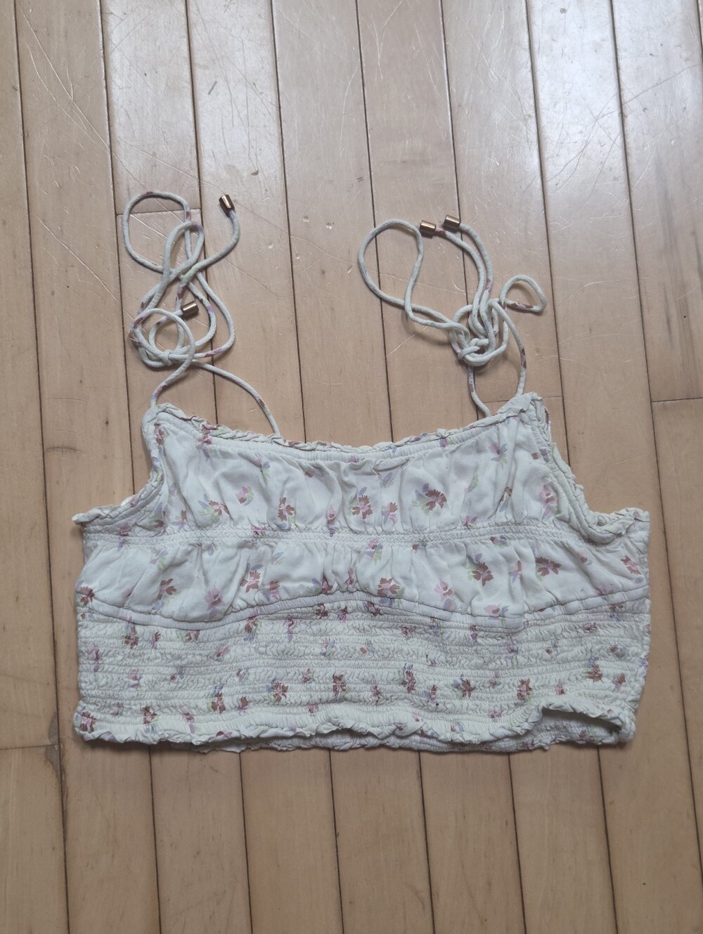Free People White Crop Top with Pink Floral